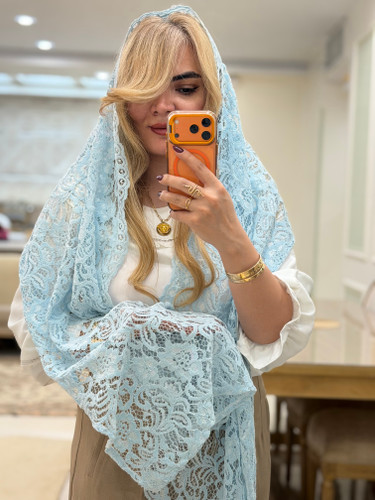 شال مجلسی گیپور مخمل کوب آبی