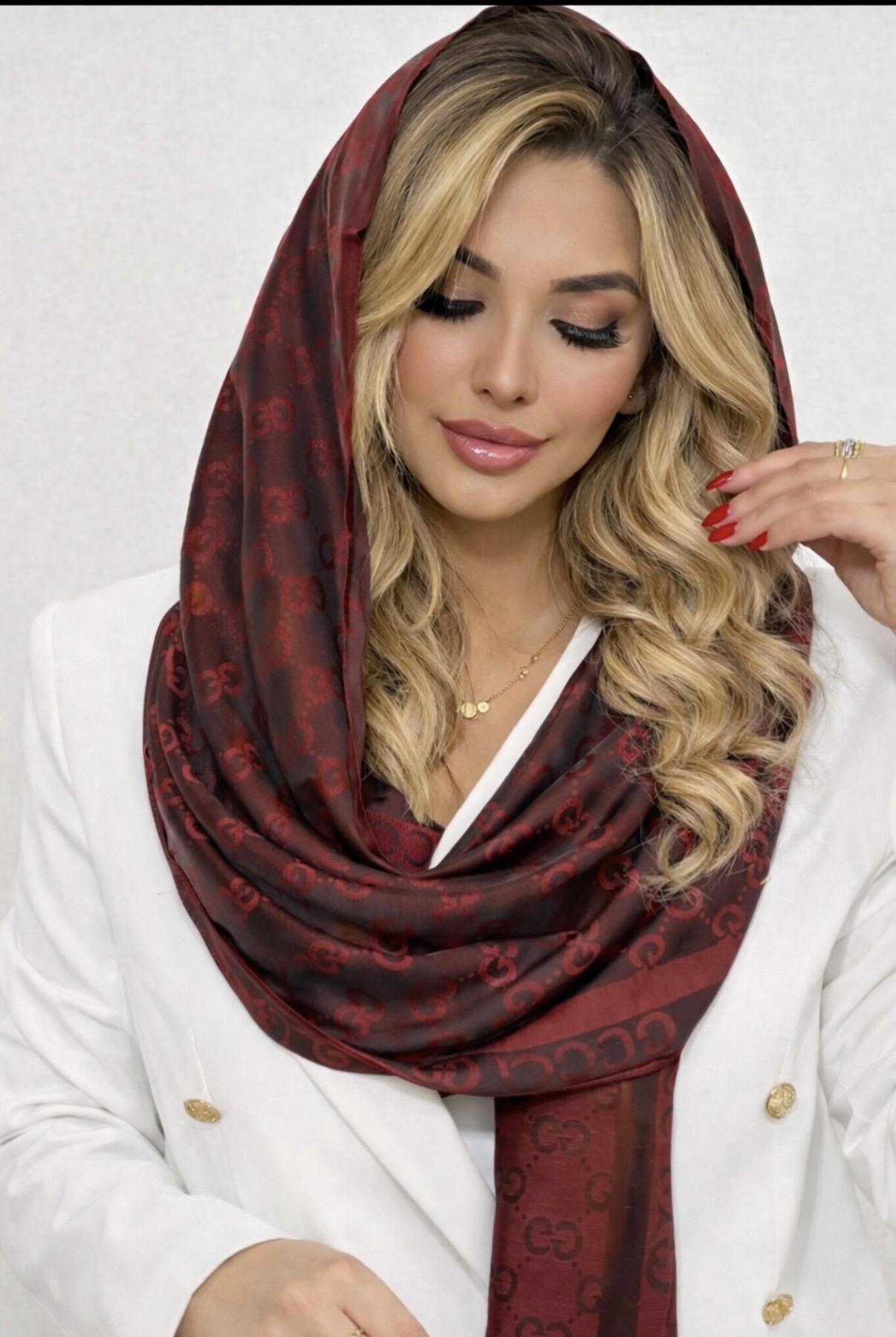 شال ژاکارد گوچی زرشکی