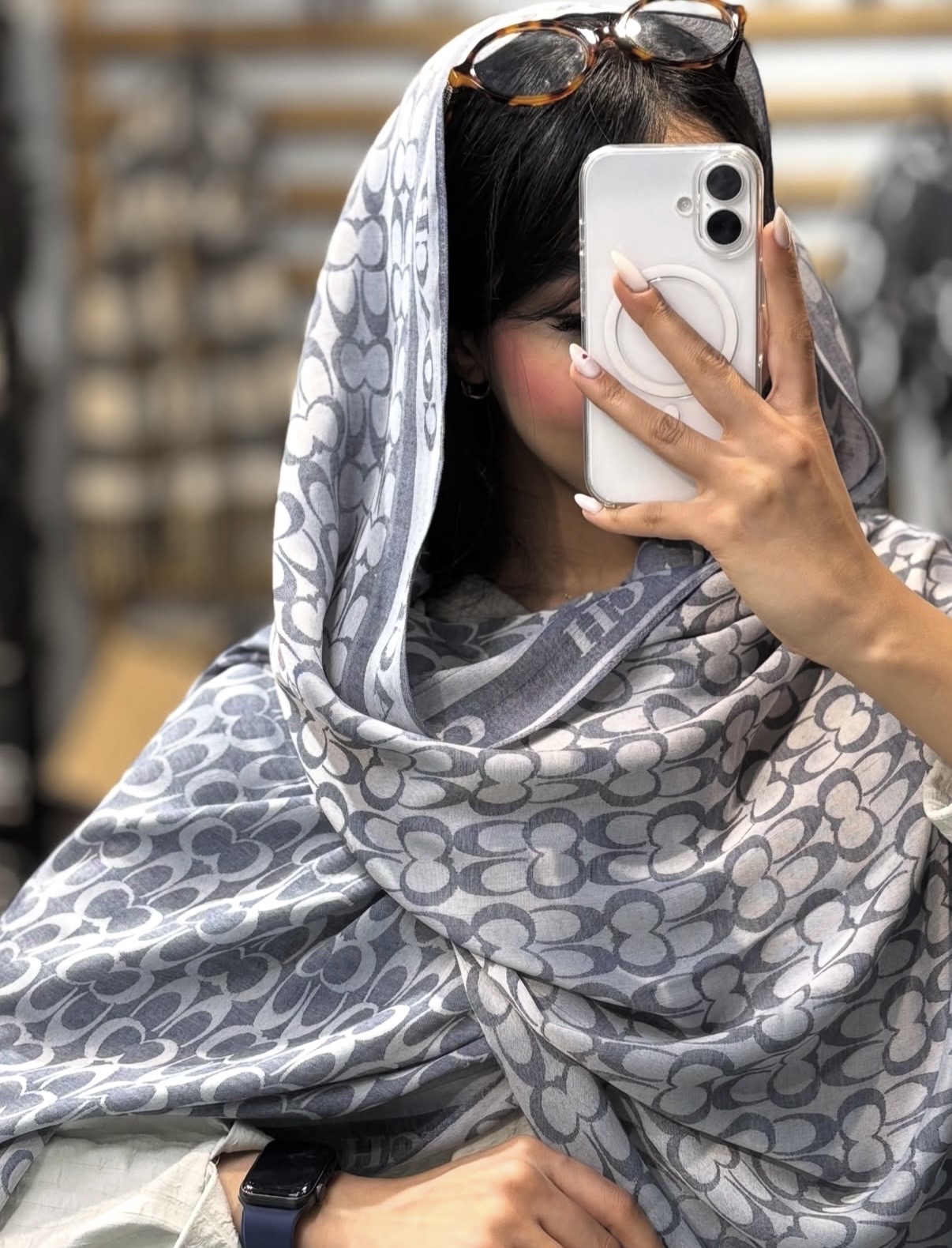 شال ژاکارد آبی جین مارک کوچ