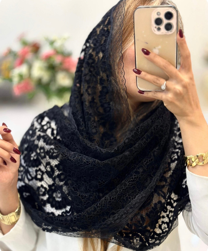 شال مجلسی گیپور مخمل کوب مشکی