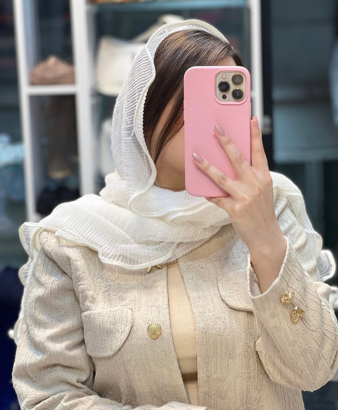 شال مجلسی عروسکی سفید