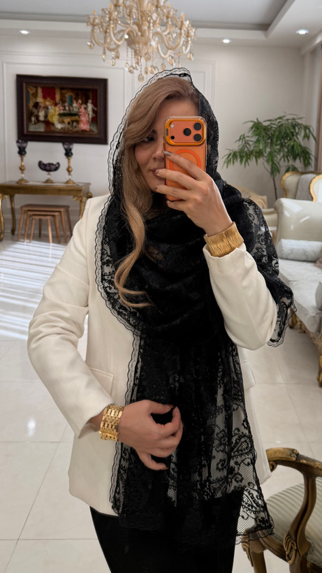 شال گیپور دور دانتل توری طرح بته جقه