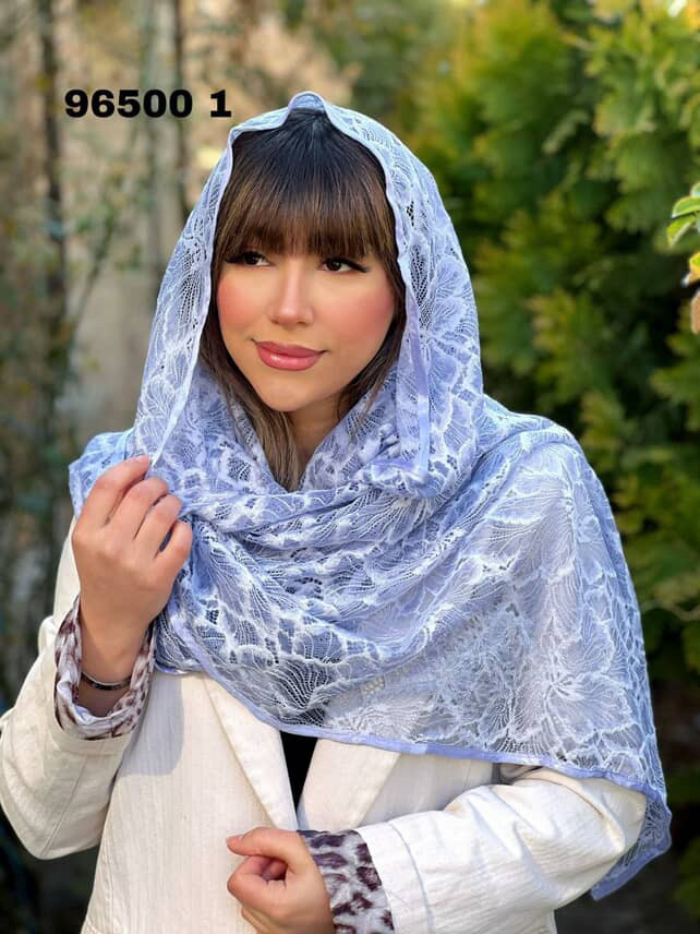 شال گیپور دانتل فرانسه وارداتی طرح گل دور نوار