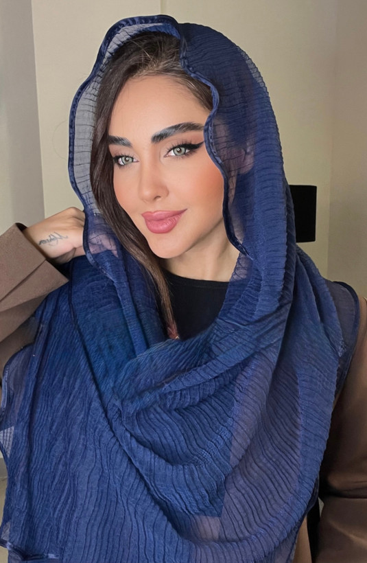 شال عروسکی کنفی توری پلیسه دور نواردوزی دارای رنگ بندی