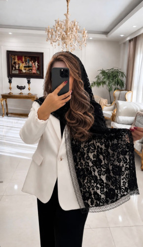 شال گیپور مخمل کوب فرانسوی لبه دالبر و لبه توری دارای رنگبندی