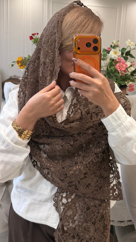 شال گیپور مخمل کوب فرانسوی لبه دالبر و لبه توری دارای رنگبندی