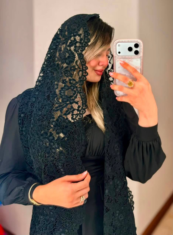 شال گیپور مخمل کوب فرانسوی لبه دالبر و لبه توری دارای رنگبندی