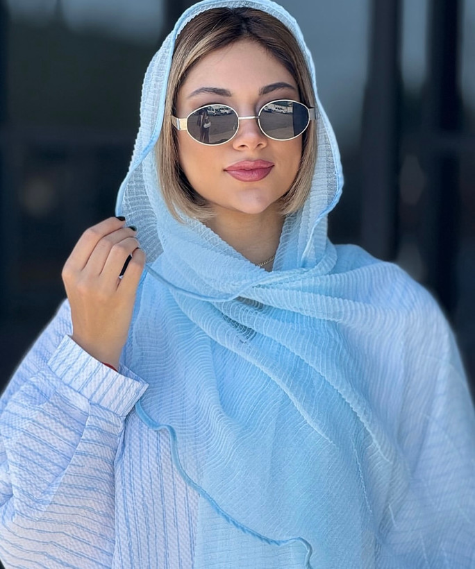 شال عروسکی کنفی توری پلیسه دور نواردوزی دارای رنگ بندی