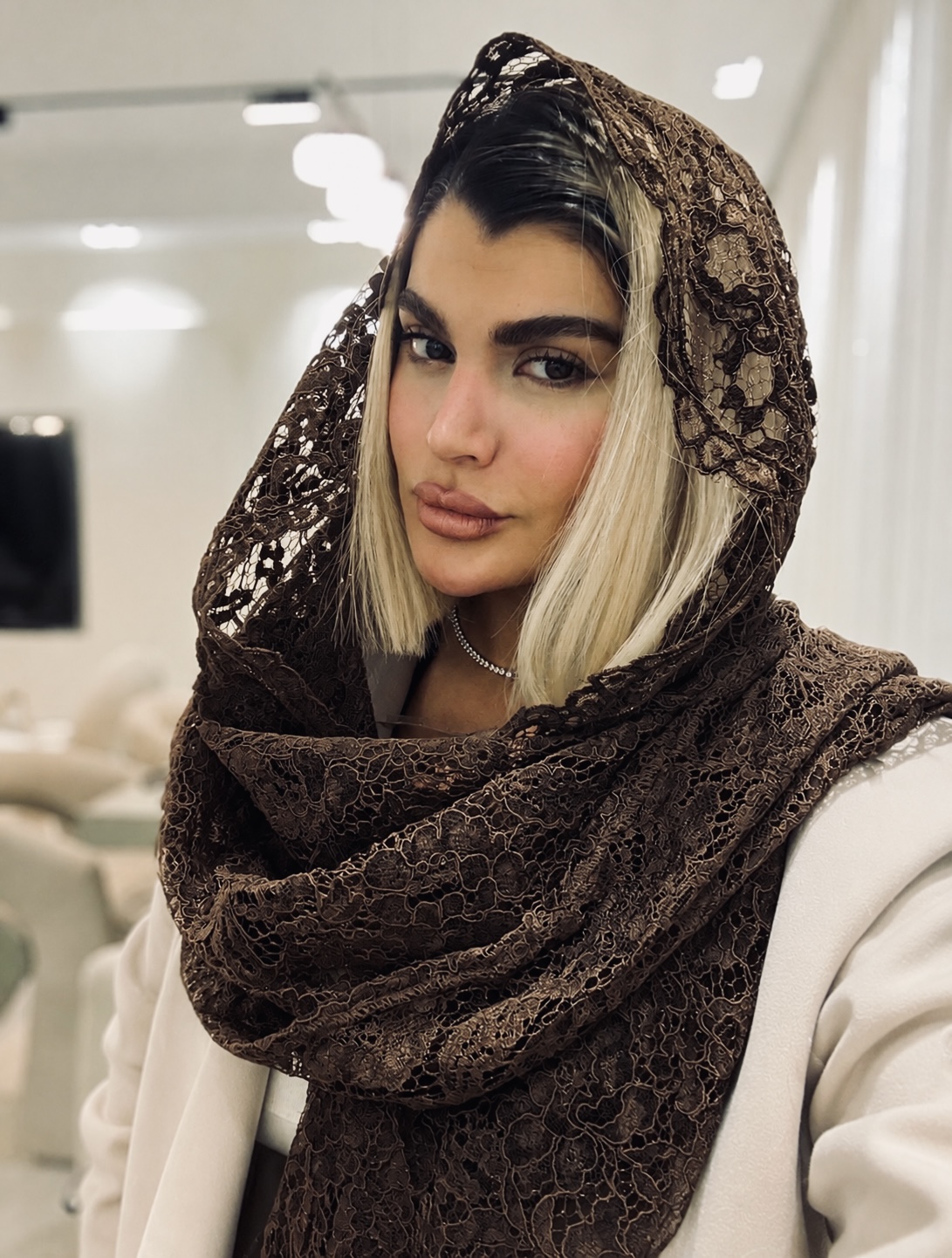 شال گیپور مخمل کوب فرانسه قهوه ای
