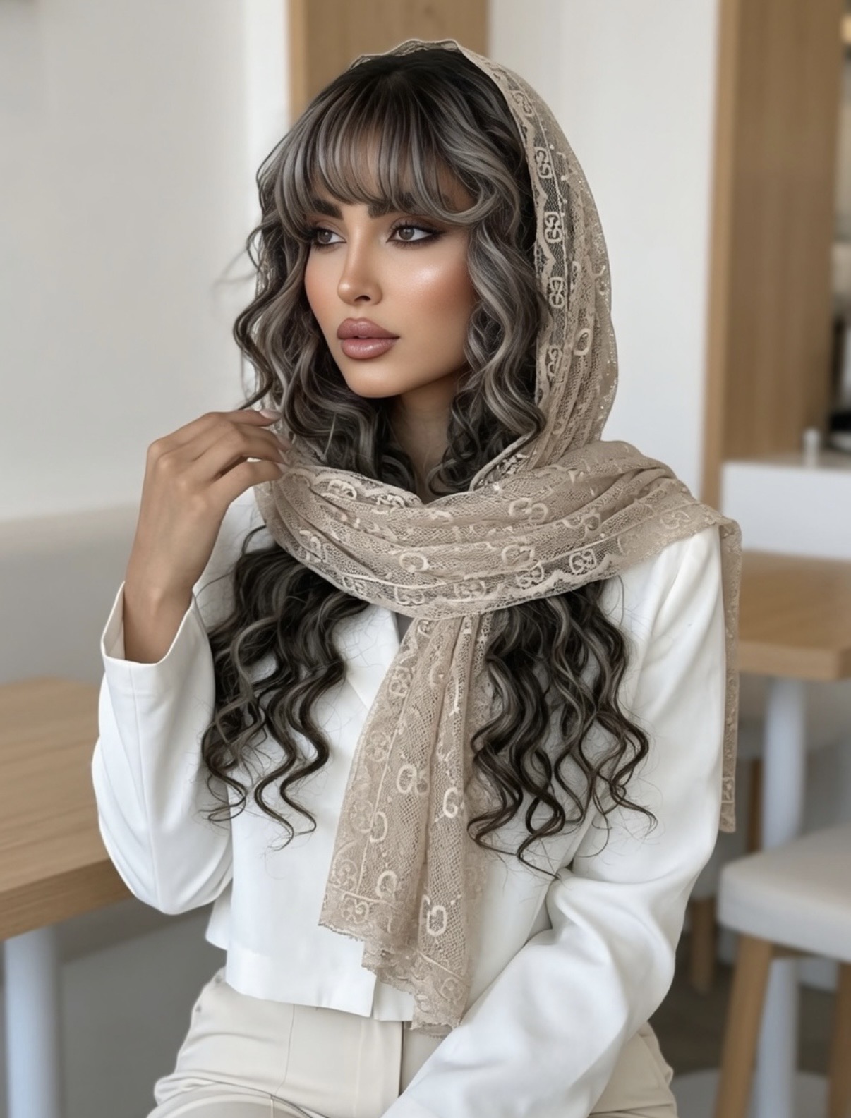شال گیپور دانتل مارم گوچی دارای رنگ بندی