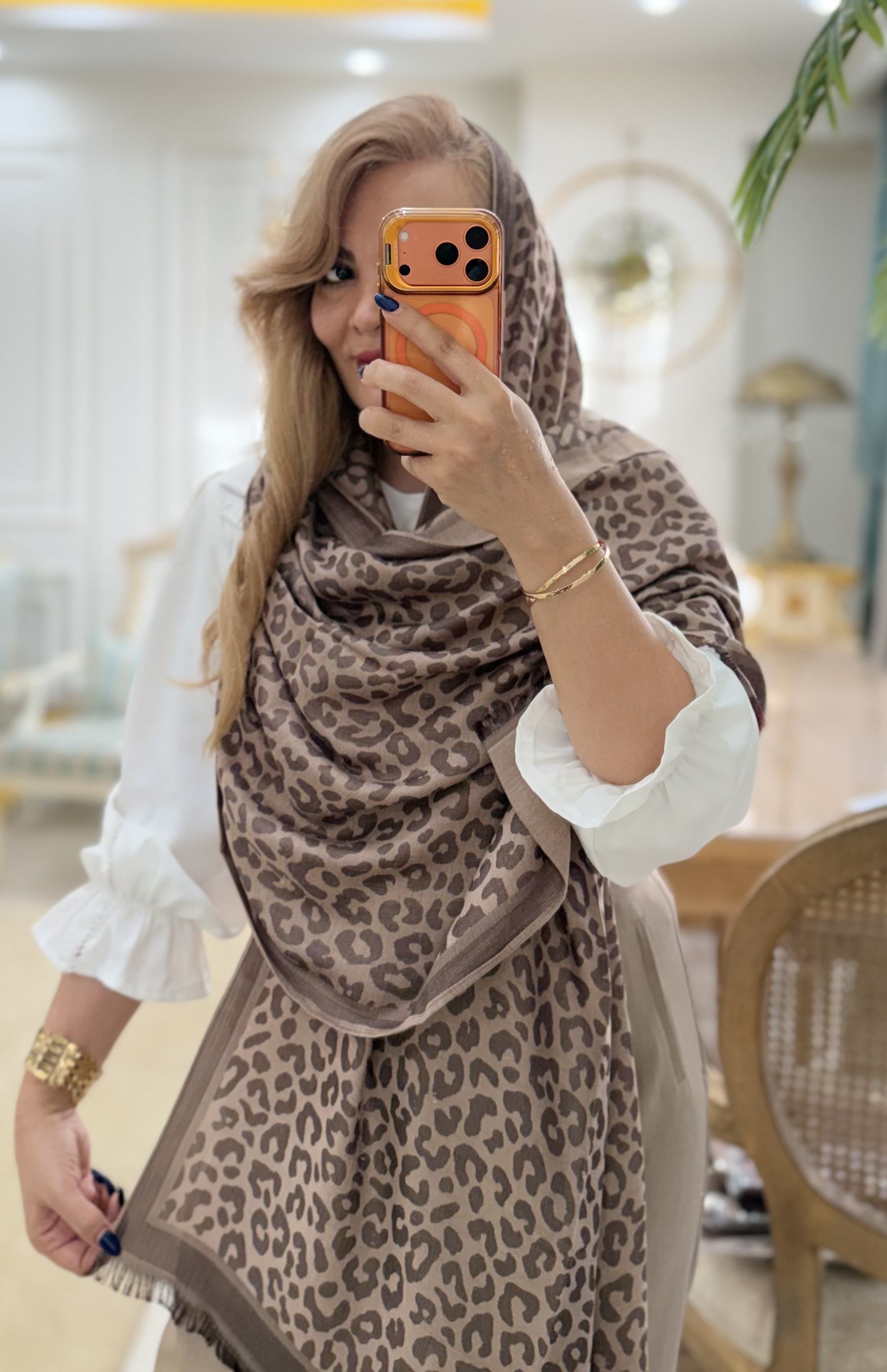 شال پلنگی دو رنگ ژاکارد نخ دارای رنگبندی